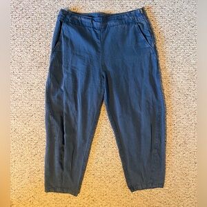 Ischiko Osaka Linen Blend Barrel Cropped Lagenlook Women’s Pants Blue Size 3